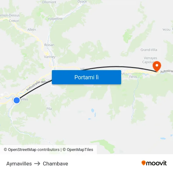 Aymavilles to Chambave map