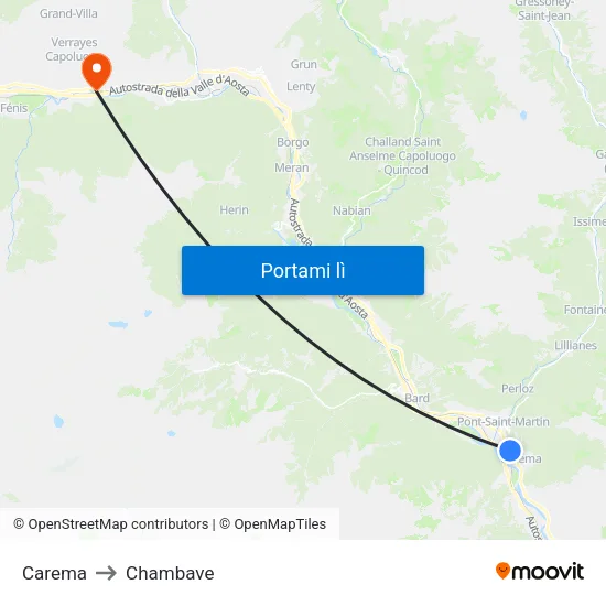 Carema to Chambave map