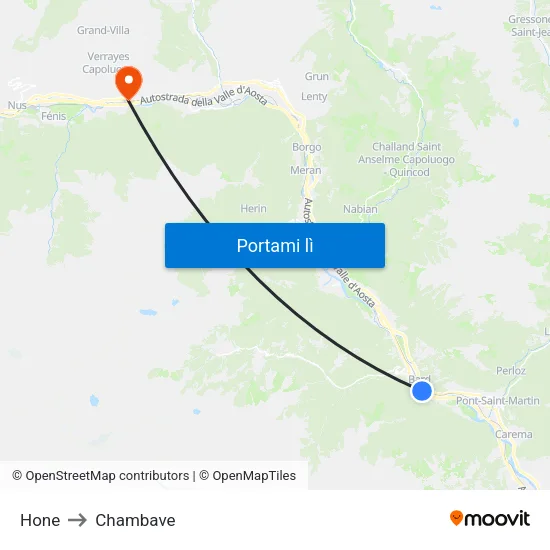 Hone to Chambave map