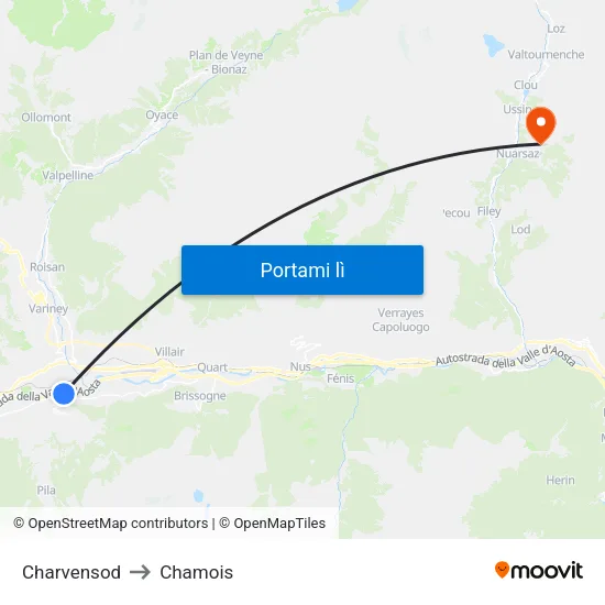 Charvensod to Chamois map