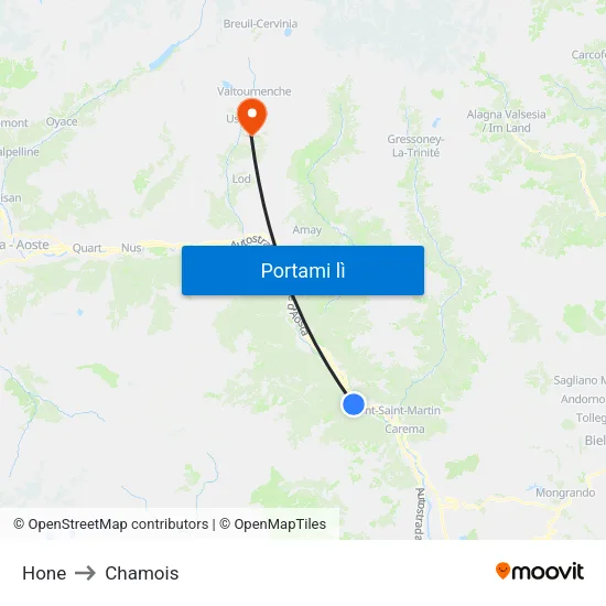 Hone to Chamois map