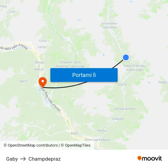 Gaby to Champdepraz map