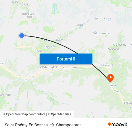 Saint-Rhémy-En-Bosses to Champdepraz map