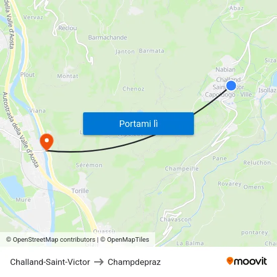 Challand-Saint-Victor to Champdepraz map