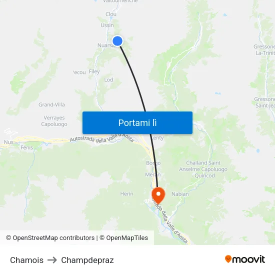 Chamois to Champdepraz map