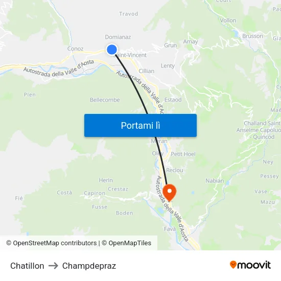 Chatillon to Champdepraz map