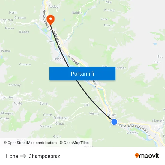 Hone to Champdepraz map