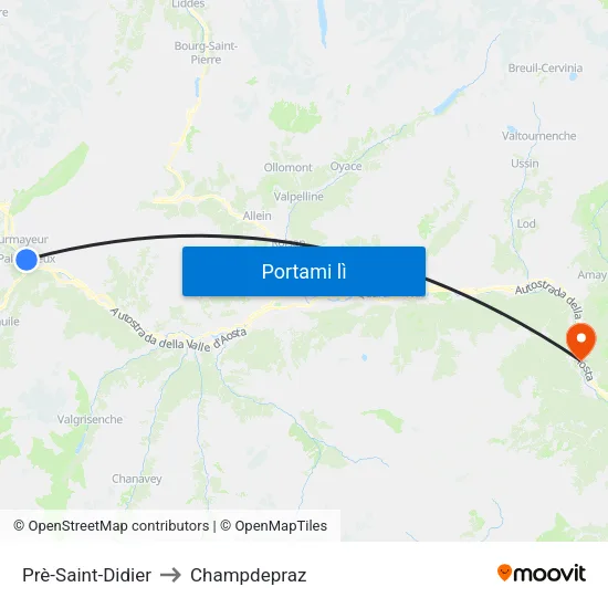 Prè-Saint-Didier to Champdepraz map