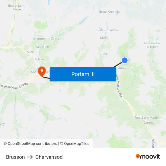 Brusson to Charvensod map