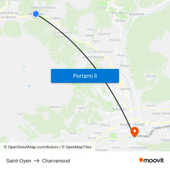 Saint-Oyen to Charvensod map