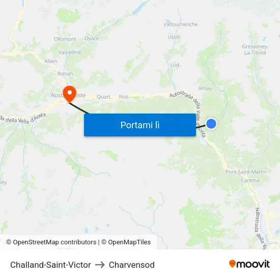 Challand-Saint-Victor to Charvensod map