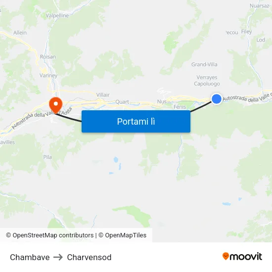 Chambave to Charvensod map