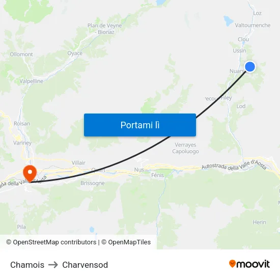 Chamois to Charvensod map