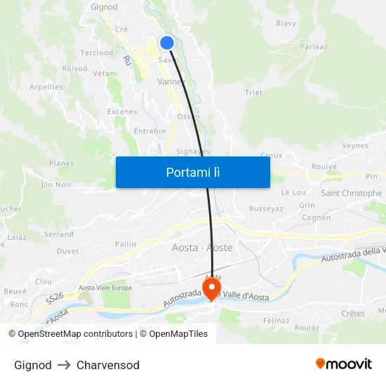 Gignod to Charvensod map