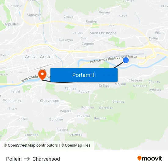 Pollein to Charvensod map