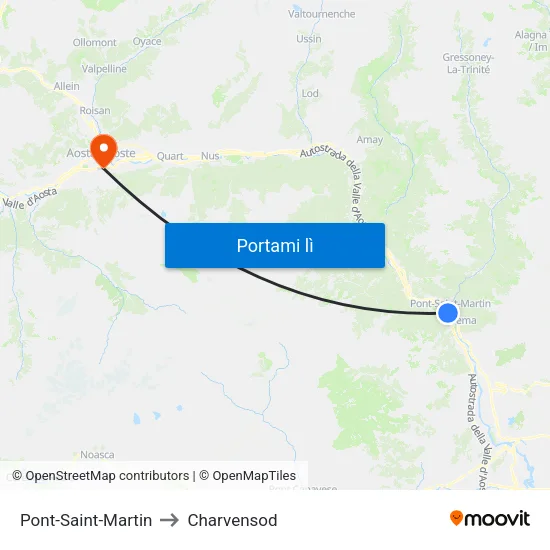 Pont-Saint-Martin to Charvensod map