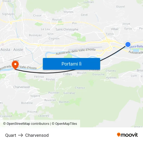 Quart to Charvensod map