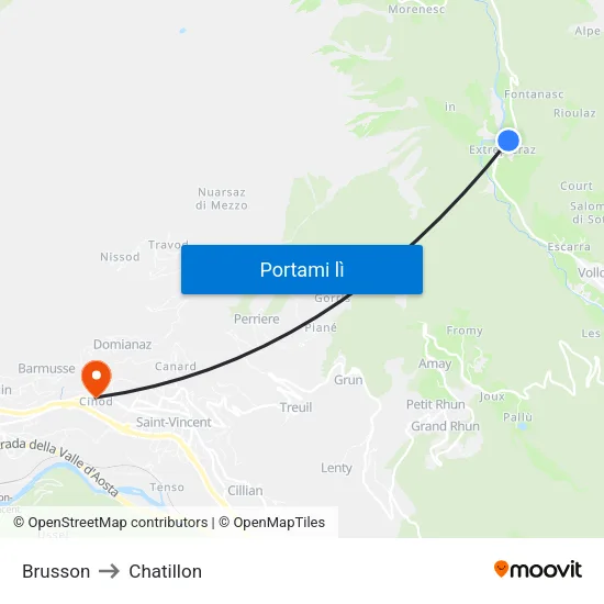 Brusson to Chatillon map