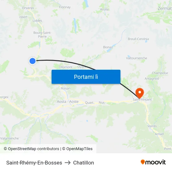 Saint-Rhémy-En-Bosses to Chatillon map