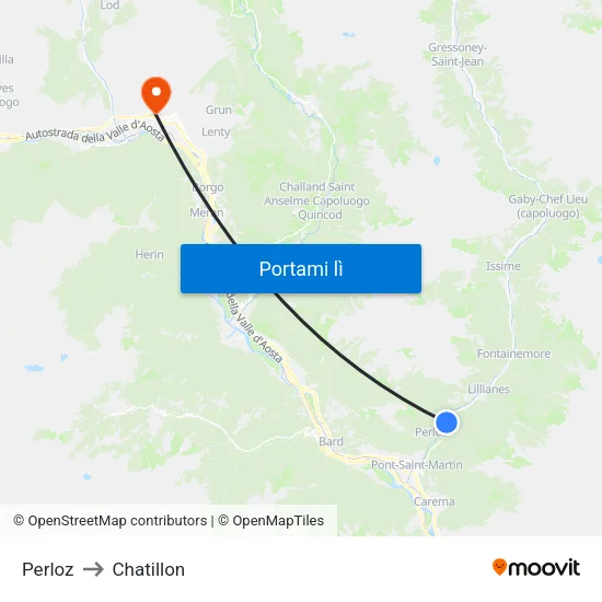 Perloz to Chatillon map