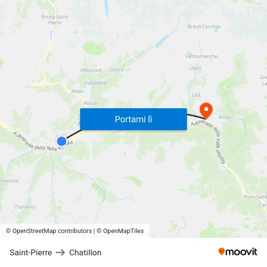 Saint-Pierre to Chatillon map