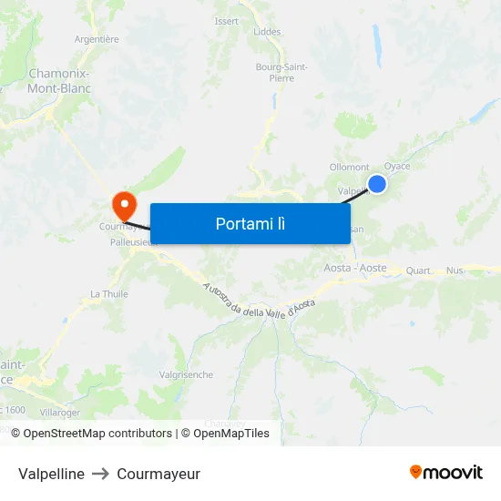 Valpelline to Courmayeur map