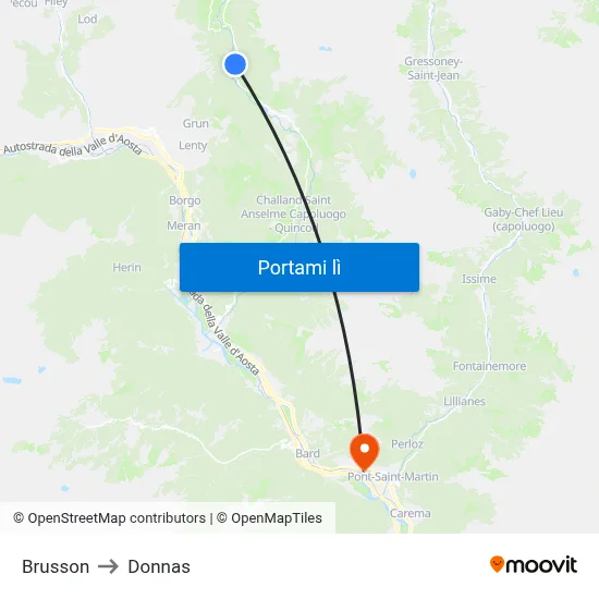 Brusson to Donnas map