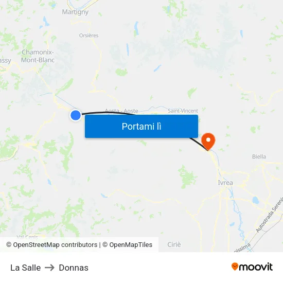 La Salle to Donnas map