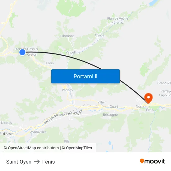 Saint-Oyen to Fénis map