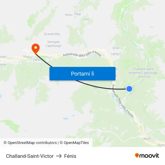 Challand-Saint-Victor to Fénis map