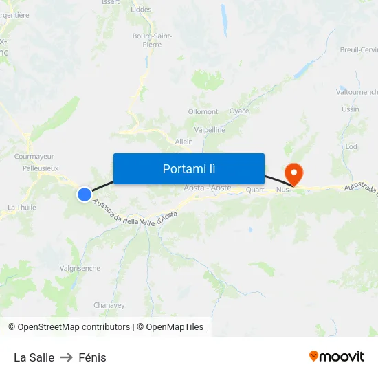 La Salle to Fénis map