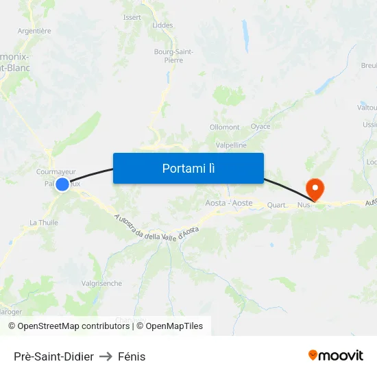 Prè-Saint-Didier to Fénis map