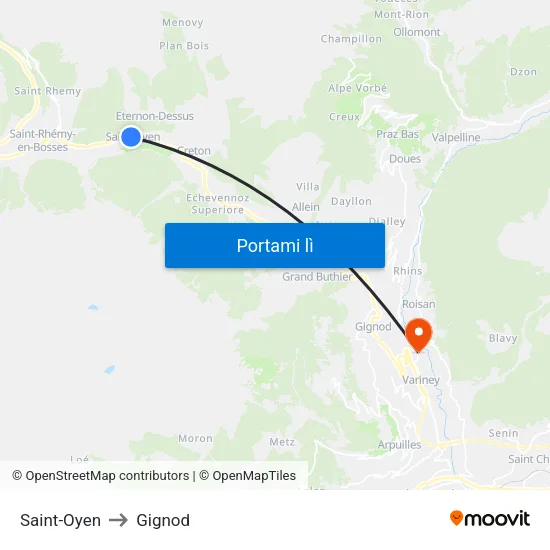Saint-Oyen to Gignod map
