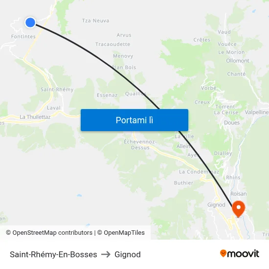 Saint-Rhémy-En-Bosses to Gignod map