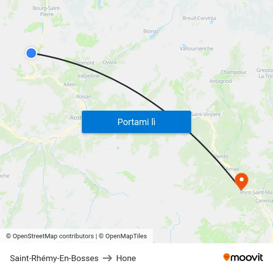Saint-Rhémy-En-Bosses to Hone map
