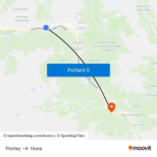 Pontey to Hone map
