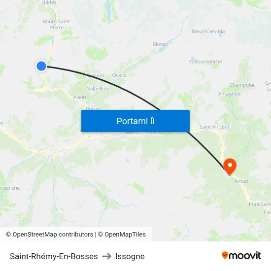 Saint-Rhémy-En-Bosses to Issogne map