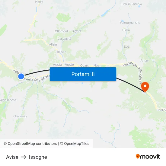 Avise to Issogne map