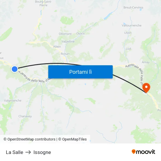 La Salle to Issogne map