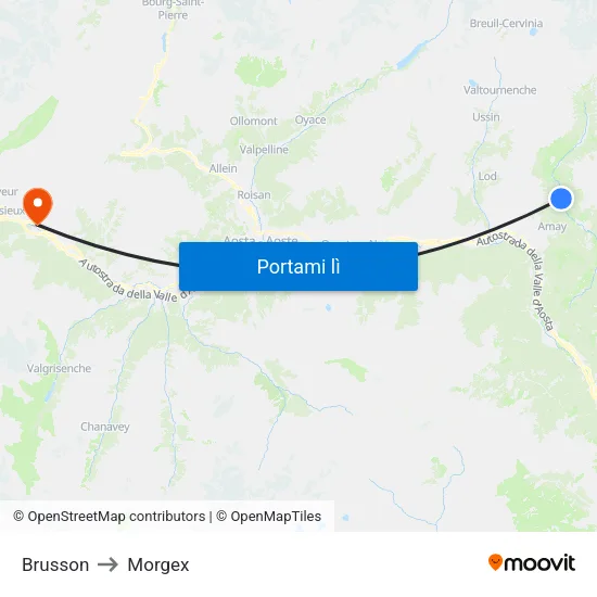 Brusson to Morgex map