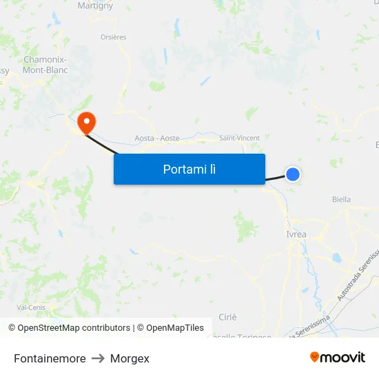 Fontainemore to Morgex map