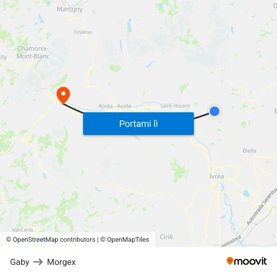 Gaby to Morgex map