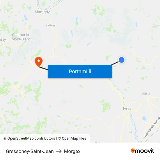 Gressoney-Saint-Jean to Morgex map