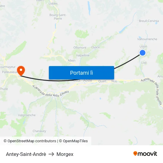 Antey-Saint-Andrè to Morgex map