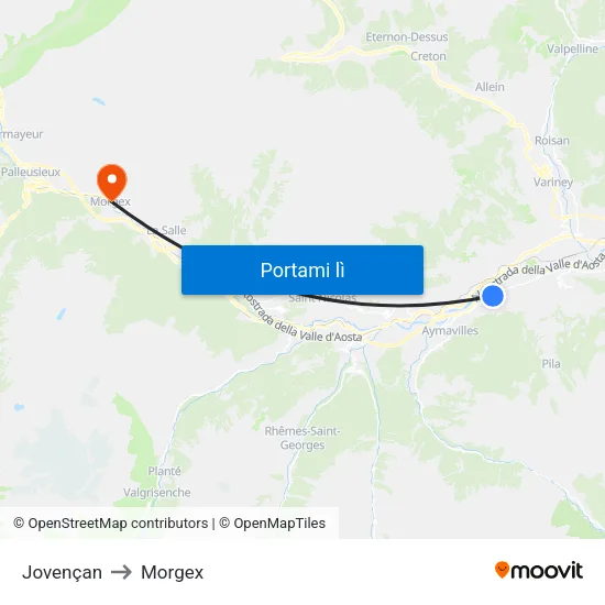 Jovençan to Morgex map