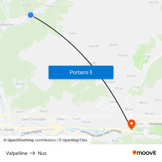 Valpelline to Nus map