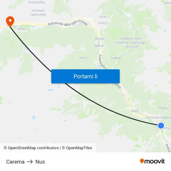 Carema to Nus map