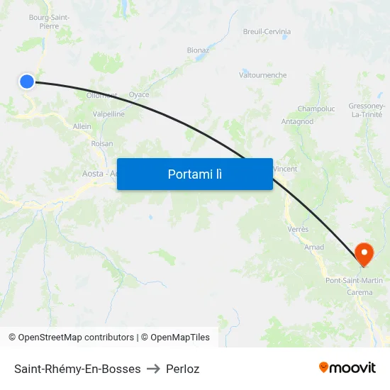 Saint-Rhémy-En-Bosses to Perloz map