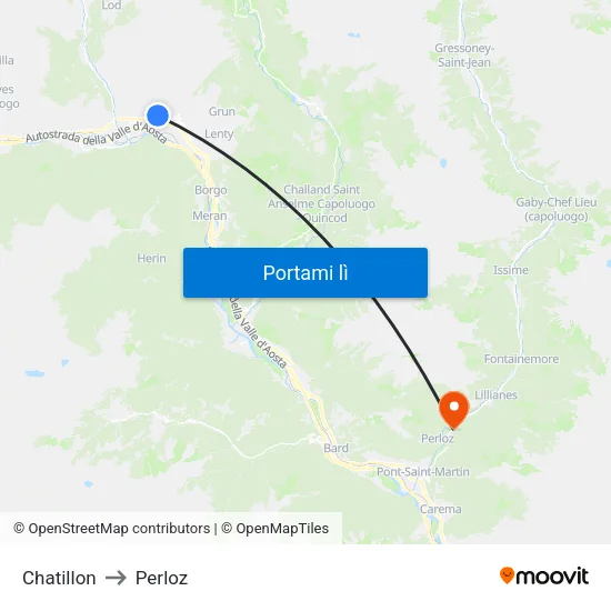 Chatillon to Perloz map