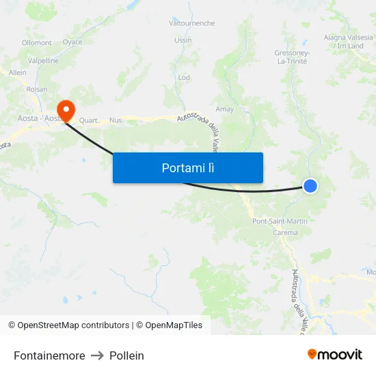 Fontainemore to Pollein map